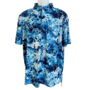 Scales Mens Polo Shirt Blue Golf Floral Cosmic‎ L